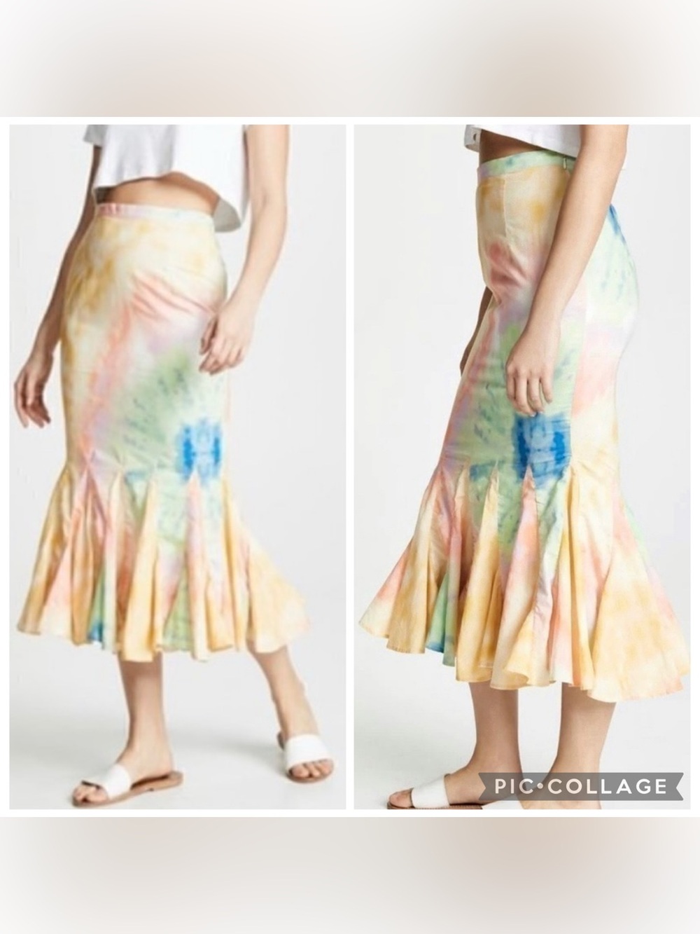 RHODE Sienna Tie-Dye Midi Ruffle Mermaid Skirt - Preppy Y2K